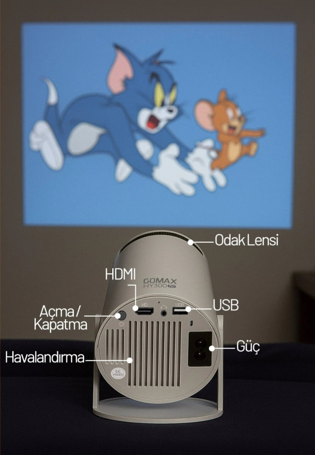 Gomax HY300 PRO 4K Taşınabilir Sinema Projeksiyon